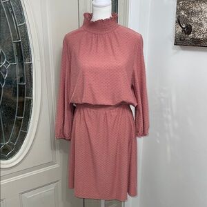 Vintage-inspired Long Sleeve Pink Dress